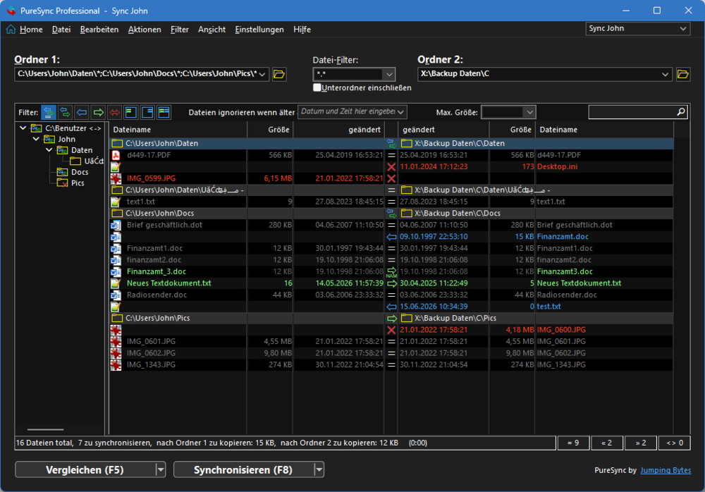 Vergleichsansicht - Screenshots - PureSync